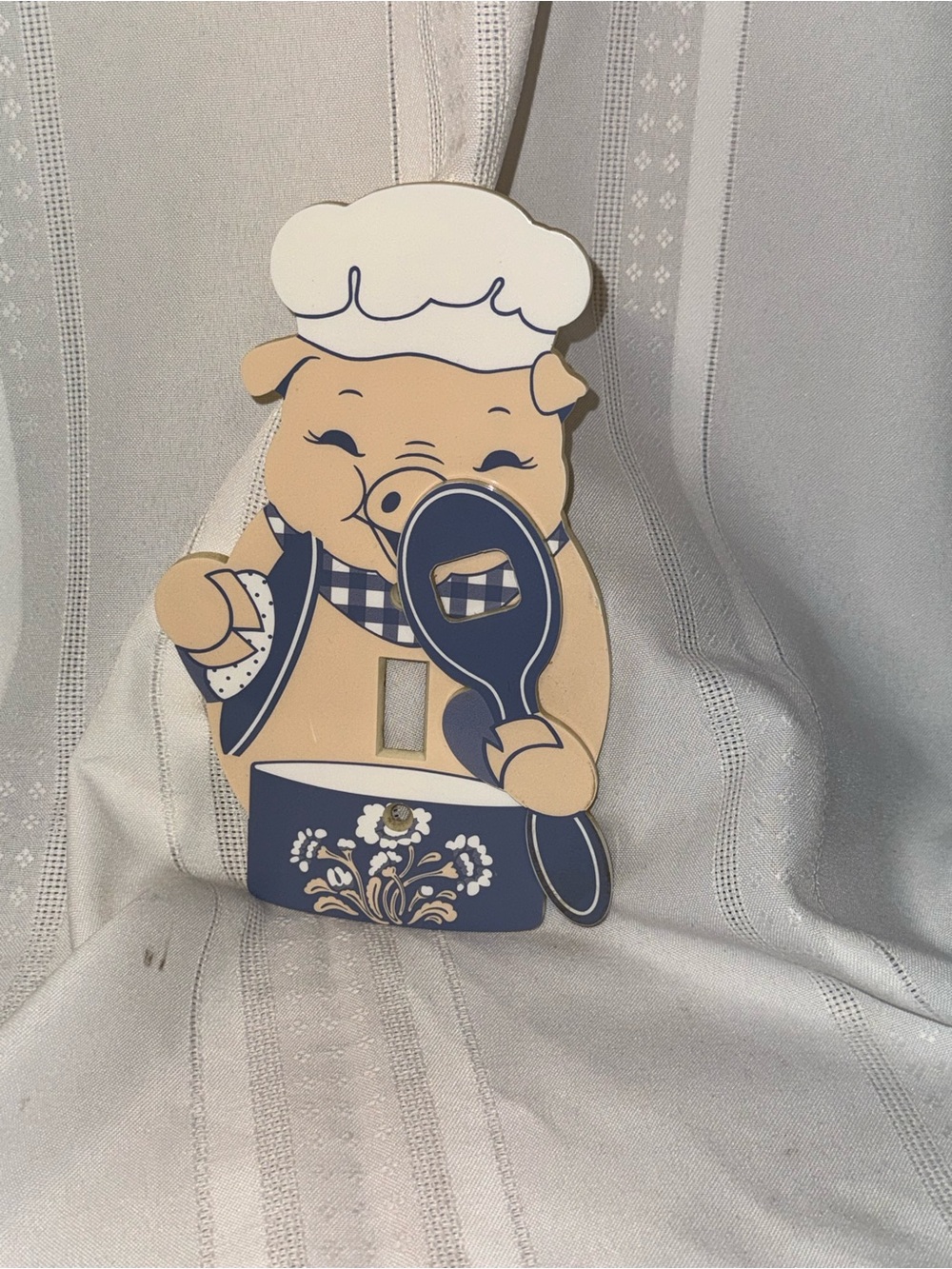 Chef Pig Decorative Light Switch Cover - Blue & Cream